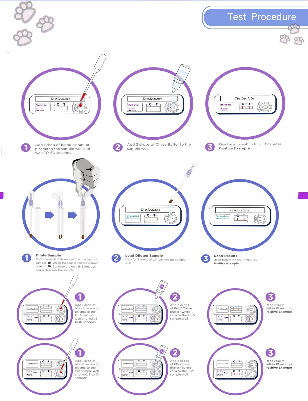 Veterinary 2 IN 1 Feline Herps/Calicivirus Virus Combo Test FHV/FCV