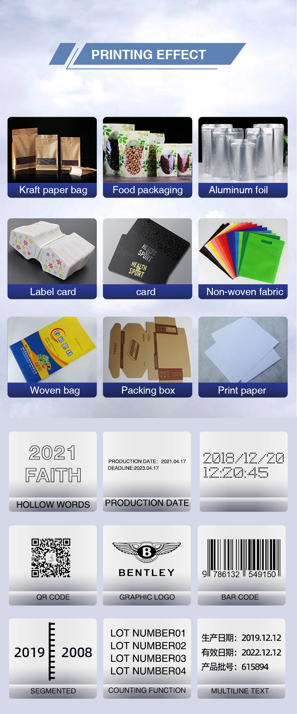 Faith 2021 New Product Fast Dry Ink Handheld Jet Printing Machine 22 Languages Expiry Date Label Mobile Handheld Thermal Inkjet Printer