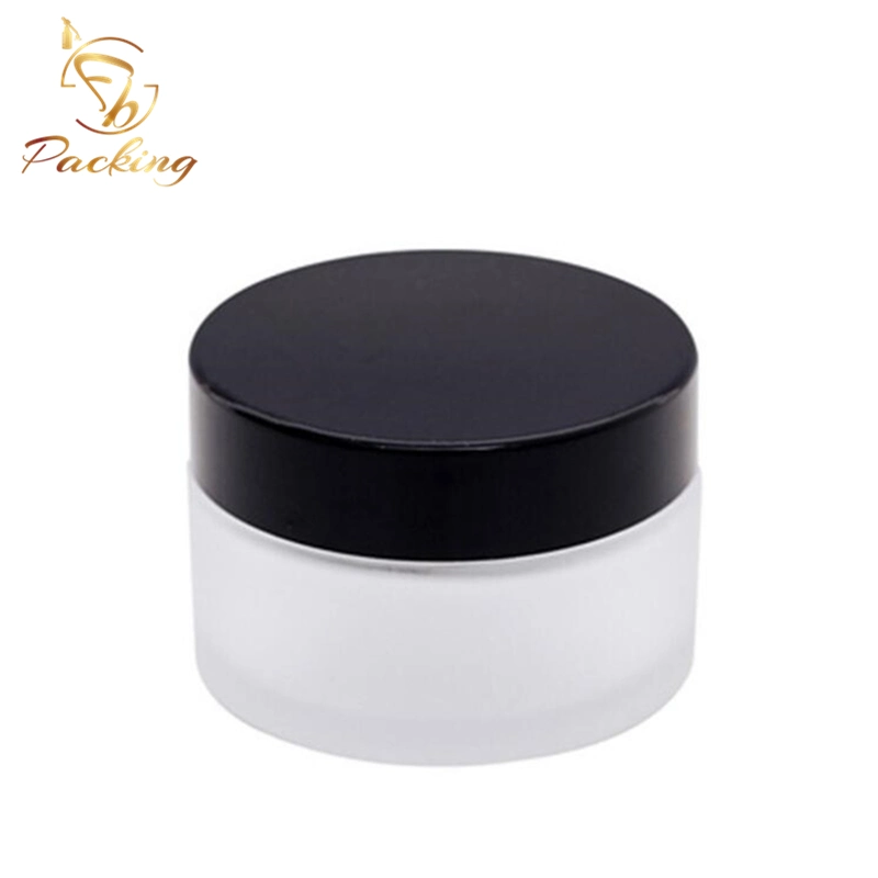 Factory Stock 30g 50g Frosted Cosmetic Jar for High-Grade Face Cream with Shiny Gold Silver Cap