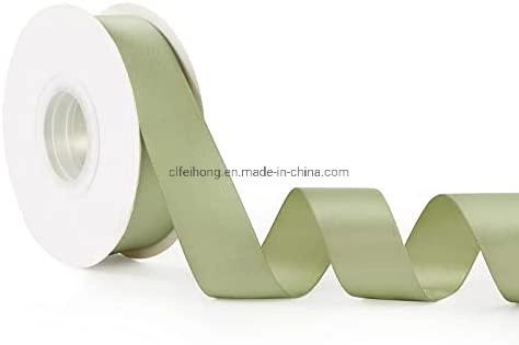 OEM Double Face Satin Ribbon/ Taffeta/ Grosgrain/Sheer Organza Ribbon for Wrapping/Decoration/Florist/Christmas Emerald Color
