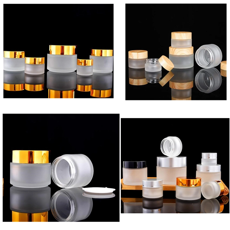 Top Quality Manufacturer 30g Frosted Glass Jar with Silver Aluminum Cap for Cream Candle Container