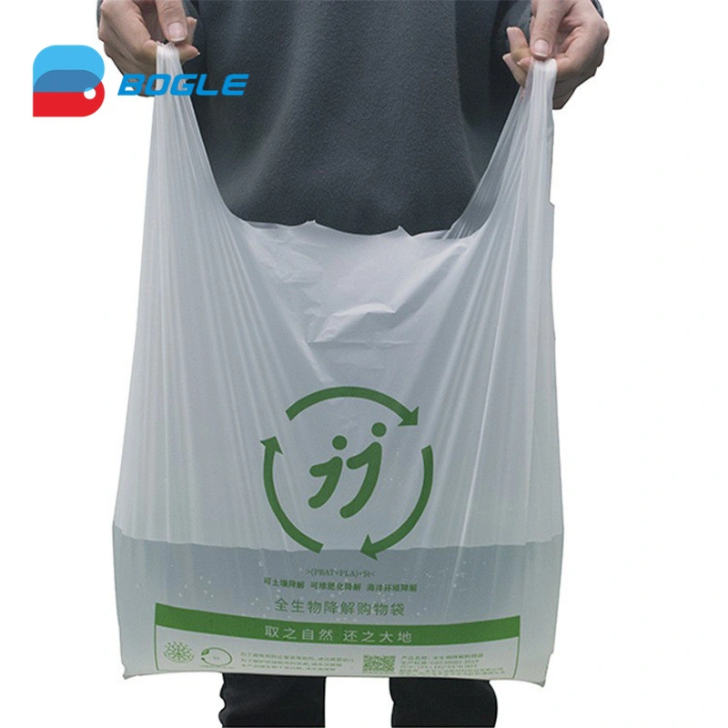 PLA Pbat LDPE HDPE Reusable Recyclable Bio Degradable Compostable Supermarket Grocery Packing Vest Handle Carrier Polythene Shopping Plastic T-Shirt Bag Maker