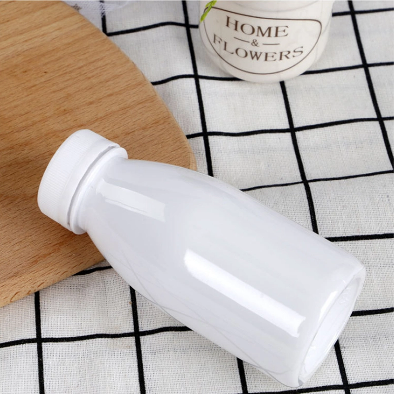 BPA Free Milk Bottle 250ml Empty White Plastic Pet Milk Bottles with Tamper-Proof Screw Cap Customized Logo