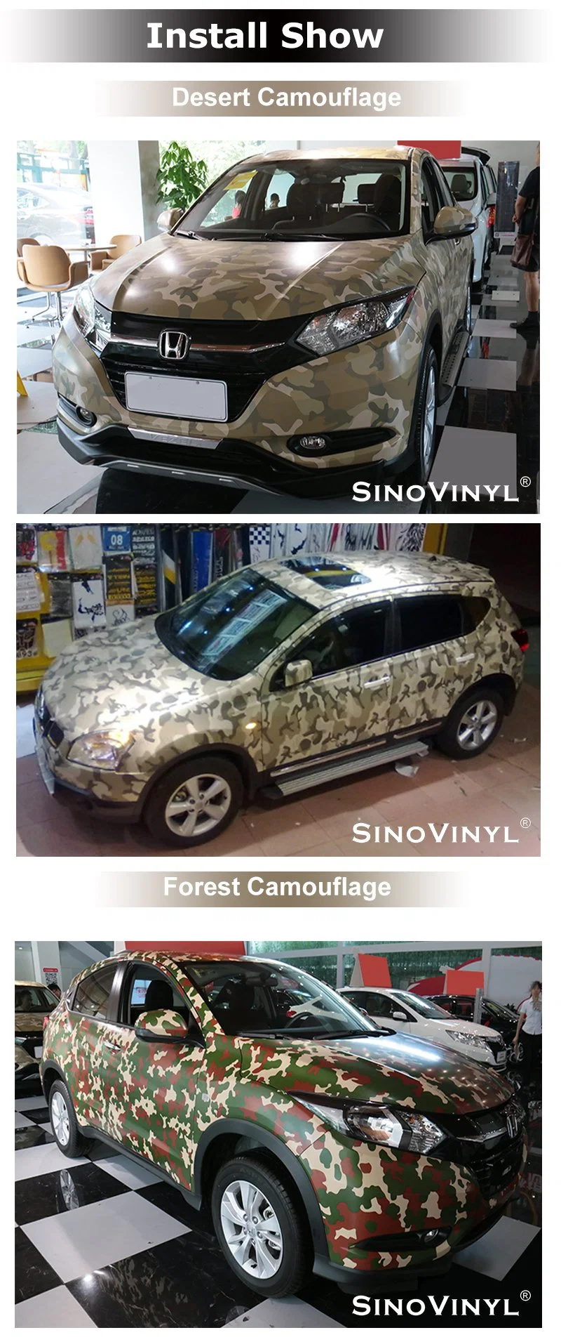 SINOVINYL High Quality 1.52X28m Digital Printing Vinyl Camouflage Folie Car Body Wrap Sticker