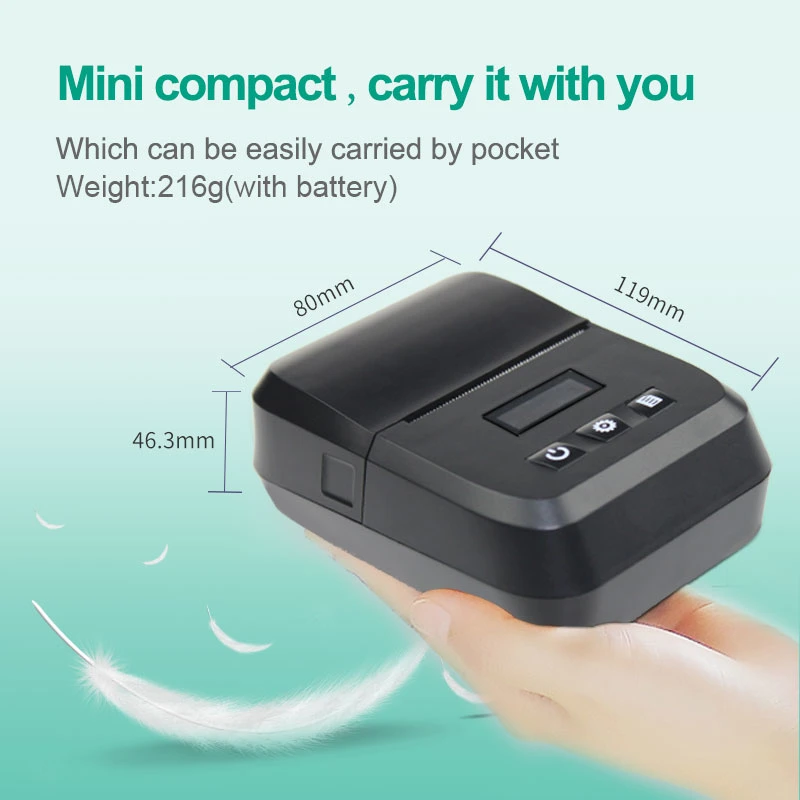 Cashino KLP-II Android ios mobile thermal handheld wireless portable bluetooth 2inch receipt sticker label printer