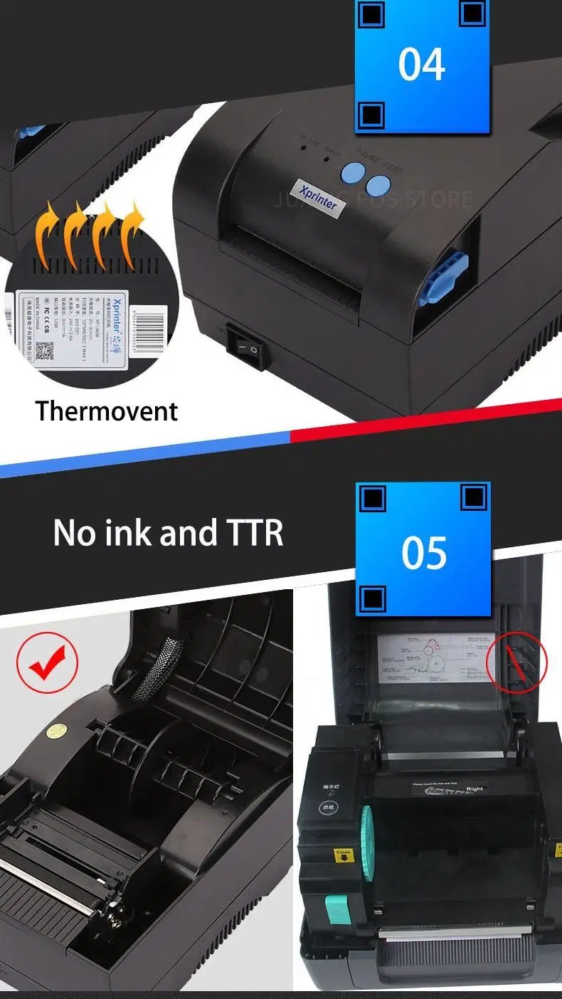 Barway 365b 20-80mm Xprinter Desktop Receipt Thermal Barcode Sticker Mobile Label Printer