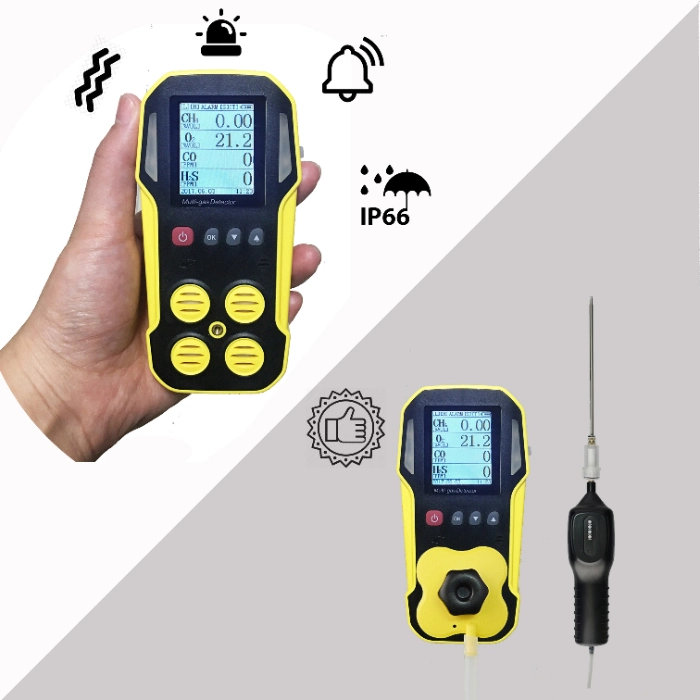 IP66 Multi Gas Detector Handheld 4 Gas Monitor with UK Imported Sensor