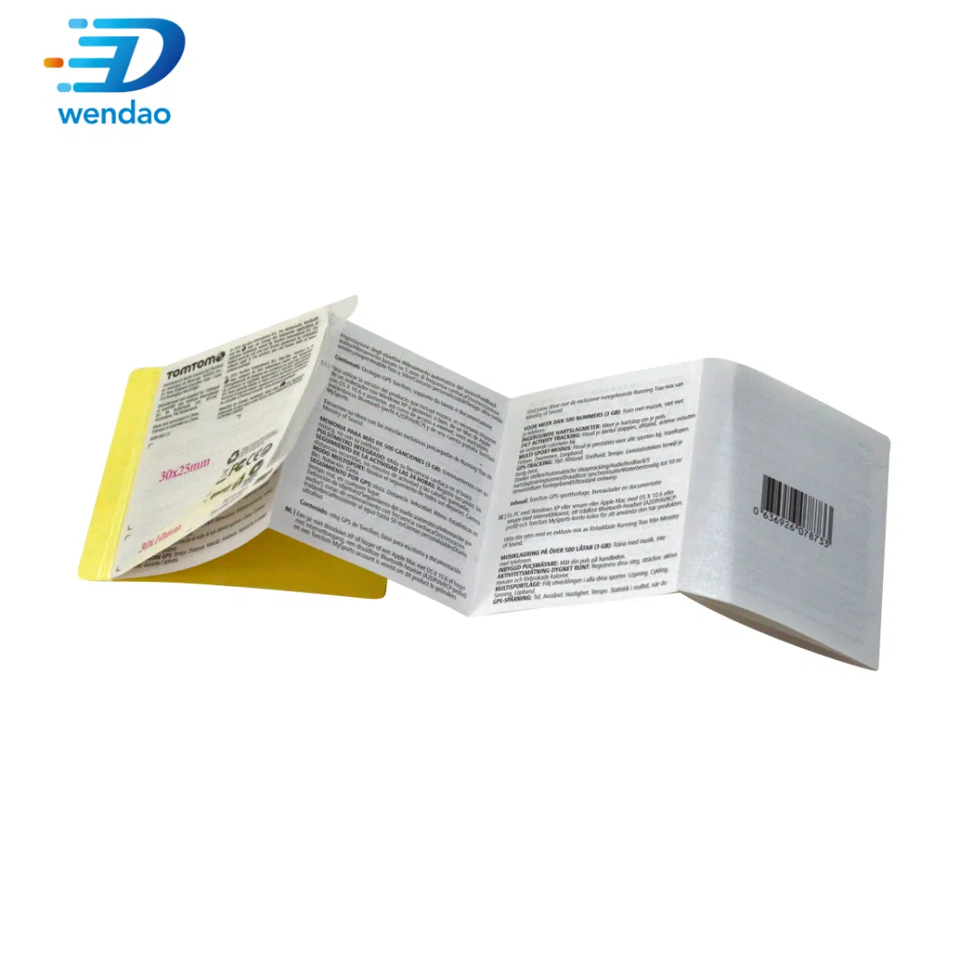 Medical Peel off Sticker Folding Instruction Leaflet Printing Multi Layer Booklet Label