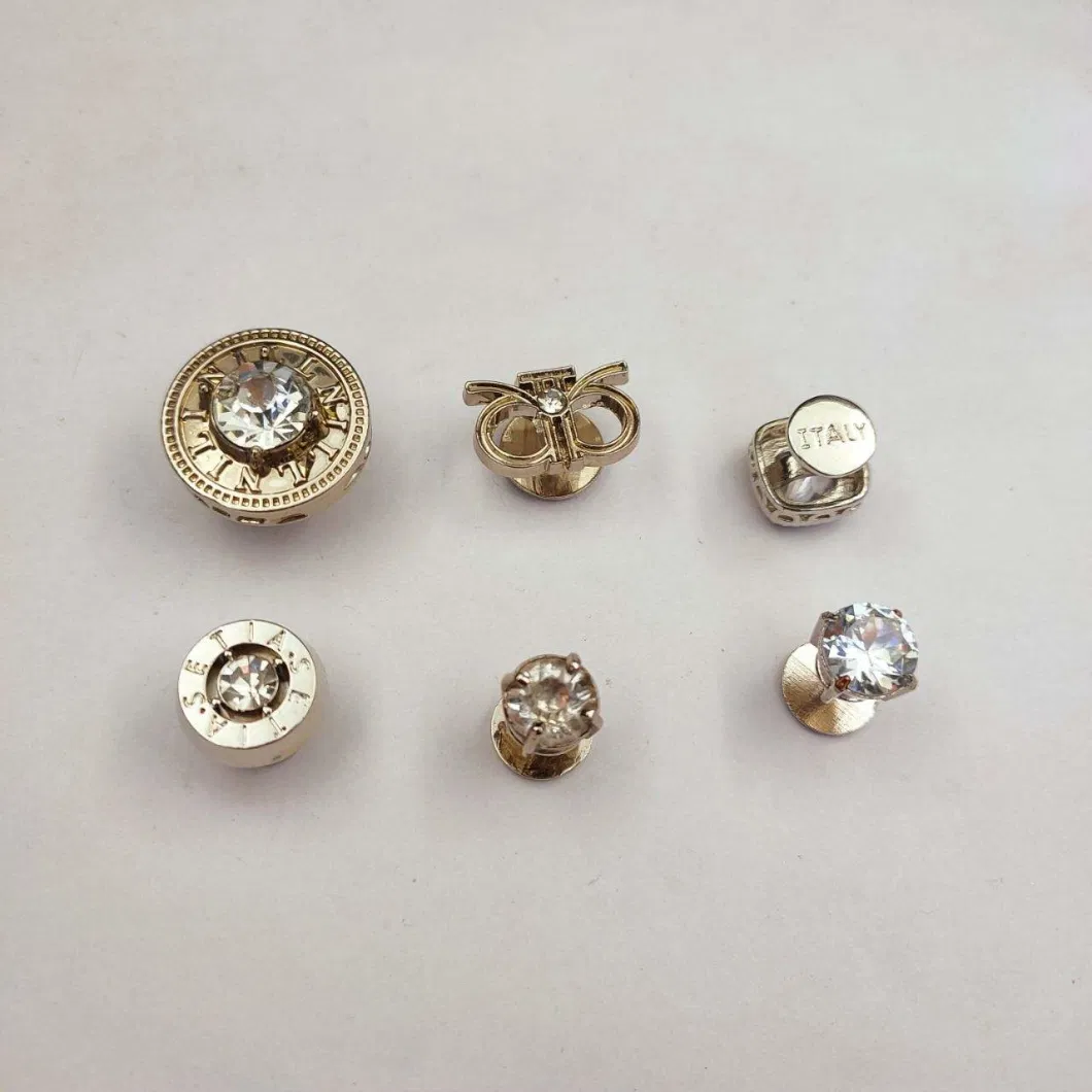 Tuxedo Stud Buttons Removable Rhinestones Zinc Alloy Links Cufflink Gold
