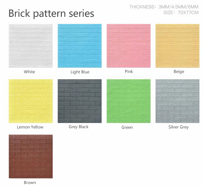 Colorful Brick Pattern Sticker Mural Wall Papers Wall Plastic Brick Sticker 3D