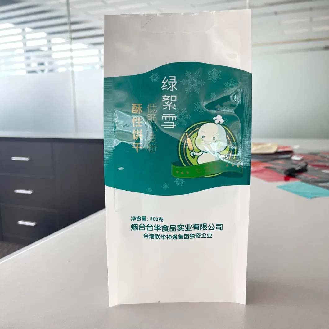 Custom Label Plastic Packaging Food Grade Rice Side Gusset Quad Side Sealed Stand up Pouch Flour Packaging