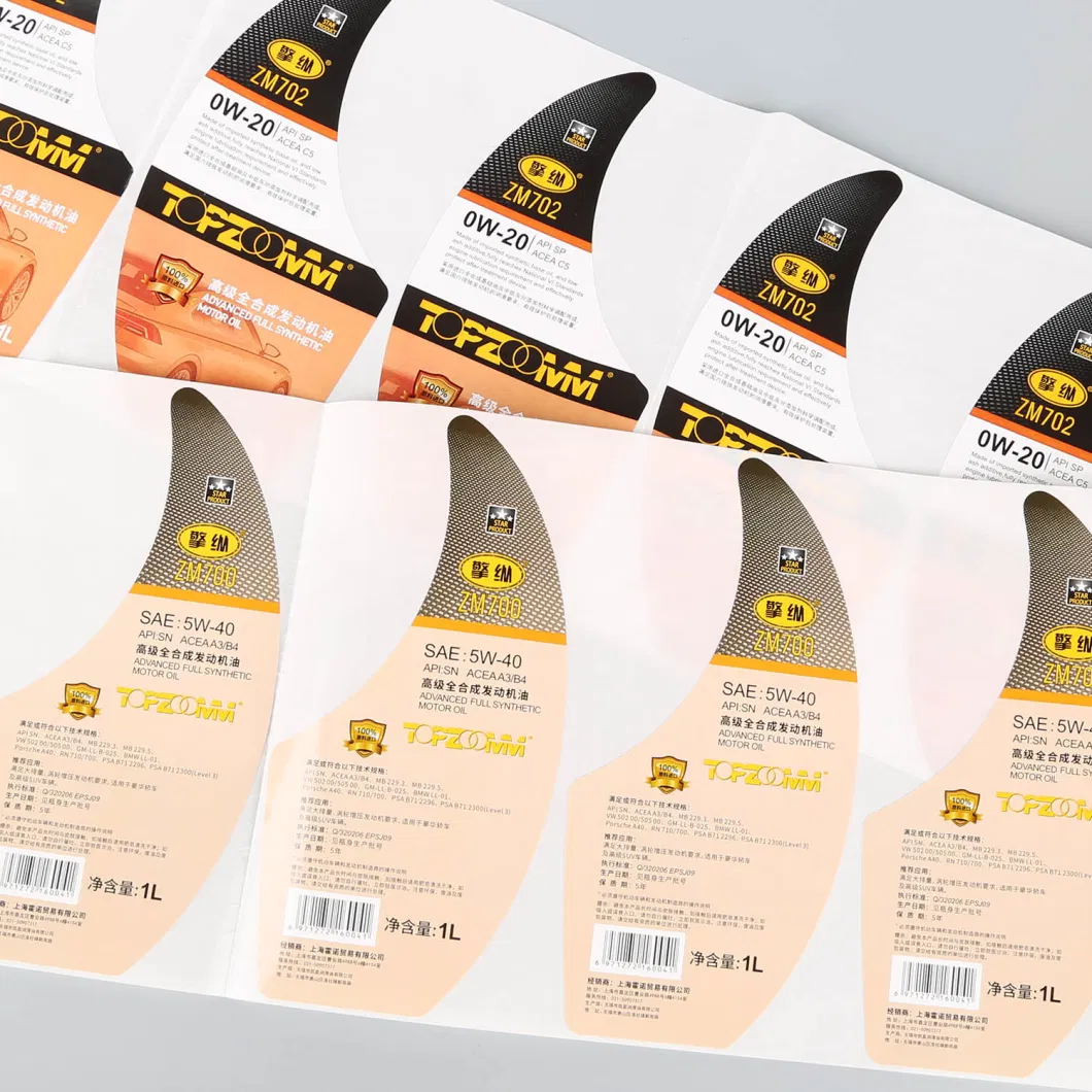 Special Adhesive Label for High-Quality Automotive Synthetic Engine Oil