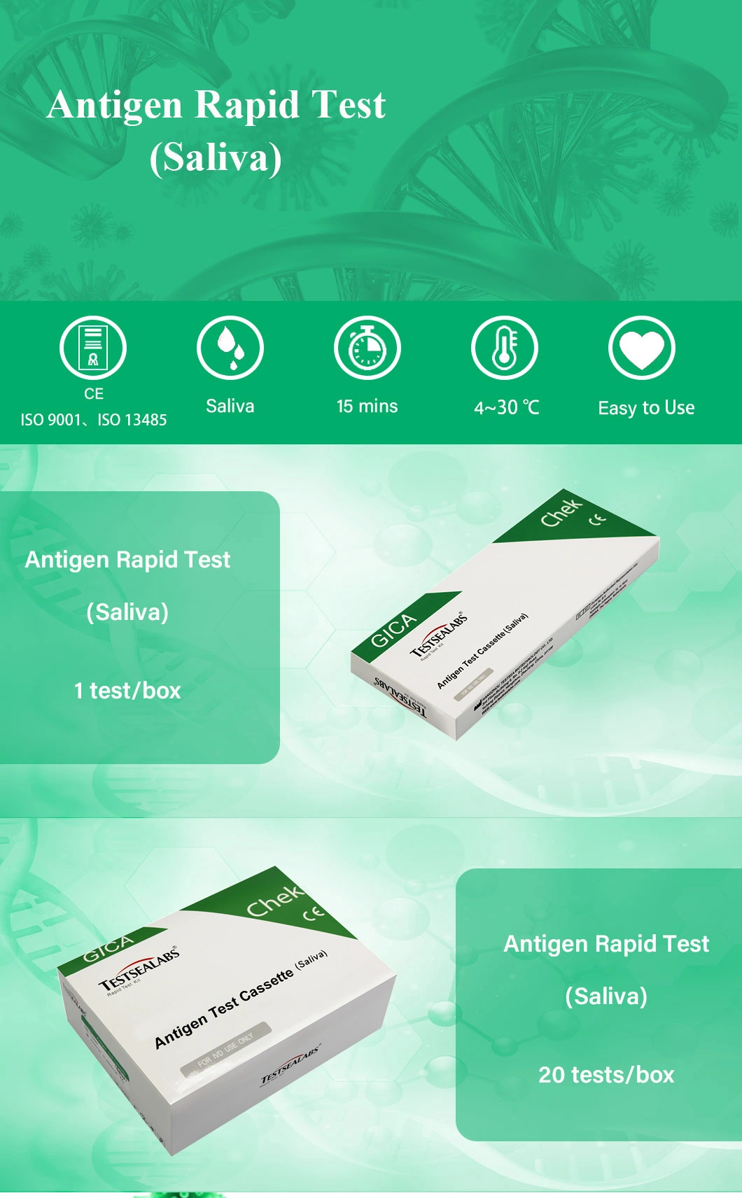 Disposable Medical Diagnosic Saliva Antigen Rpaid Test