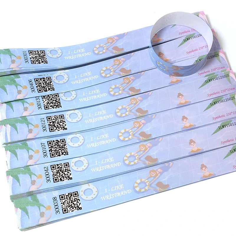 Thermal Transfer Printing Logo Label Synthetic Medical Paper Wristbands for Hospital