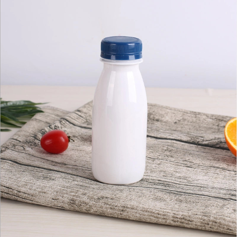 BPA Free Milk Bottle 250ml Empty White Plastic Pet Milk Bottles with Tamper-Proof Screw Cap Customized Logo