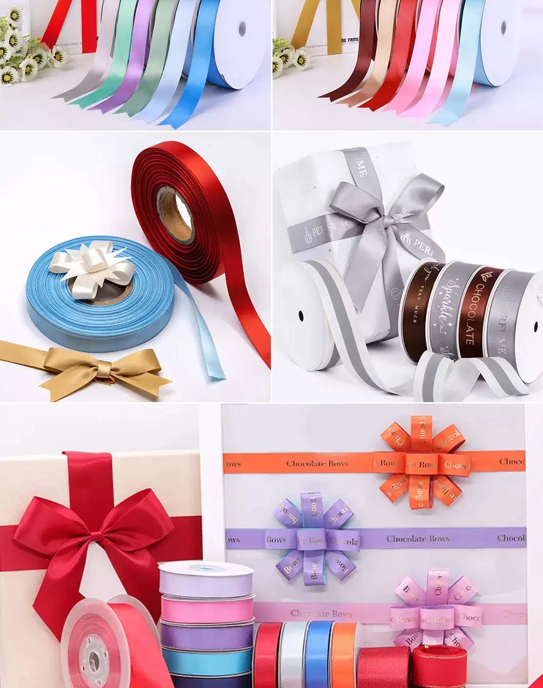 Wholesale Solid Color Double Color Gift Red Satin Ribbon with 1cm 2.5 Cm 4 Cm 10 Cm