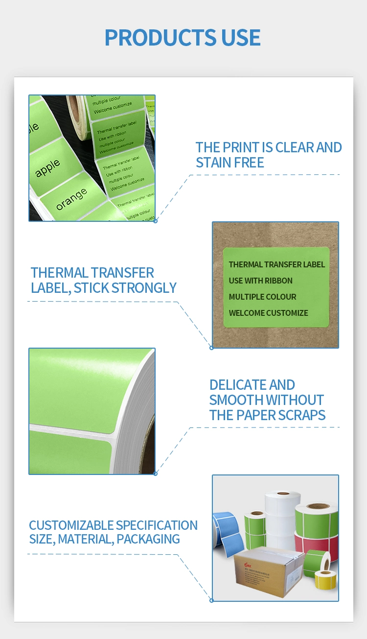 OEM Semi-Glossy Face Paper Custom Printing Thermal Transfer Adhesive Label