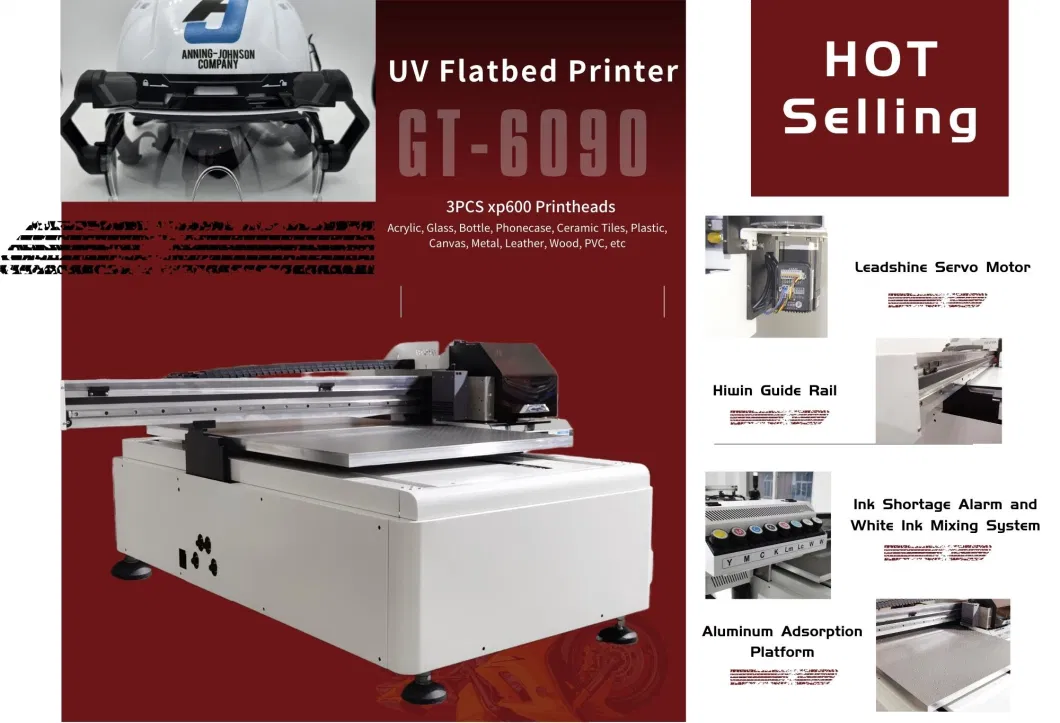 UV Flatbed Dtf Printer 6090 Digital Printing Machine A1 Inkjet 3D Printer with Rotary for Stone Glass Metal Sheet PVC Wood Acrylic Cup Crystal Label Printing