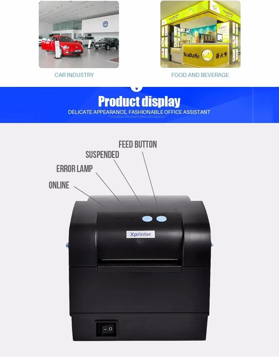 Barway 365b 20-80mm Xprinter Desktop Receipt Thermal Barcode Sticker Mobile Label Printer