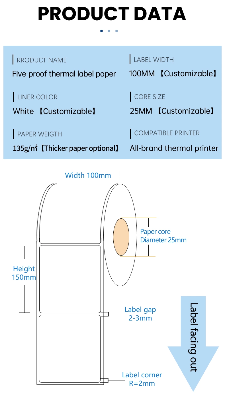 Custom Compatible Self Adhesive Paper Direct Thermal Sticker Paper Thermal Printed Label 4X6, 4X4 Shipping Label