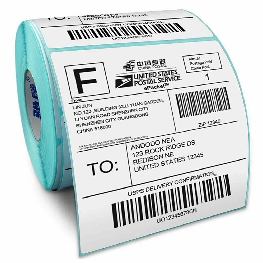 Thermal Transfer Barcode Label 80X50mm for Adhesive Art Paper Labels