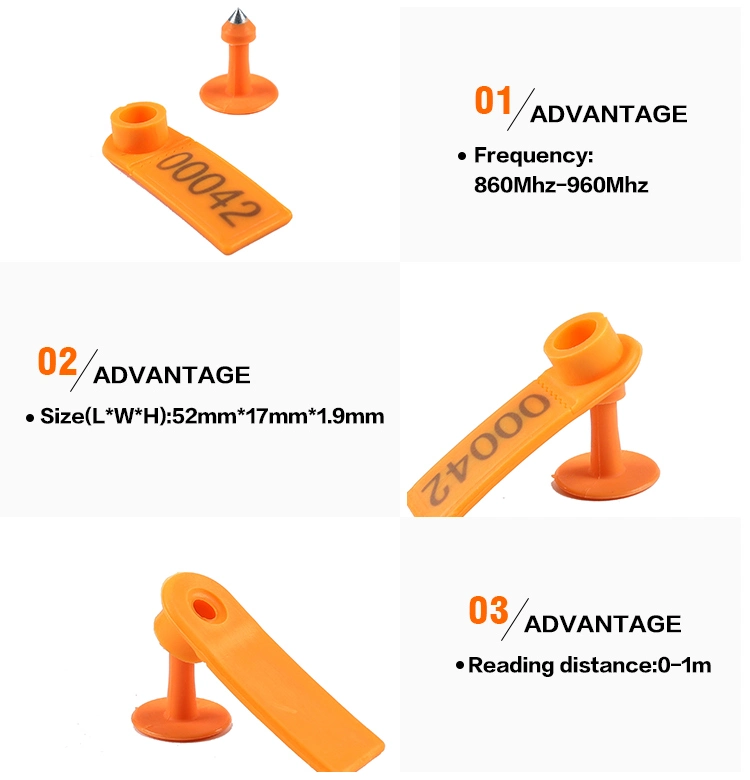 860-960MHz TPU UHF RFID Animal Electronic Ear Tag for Goat Sheep