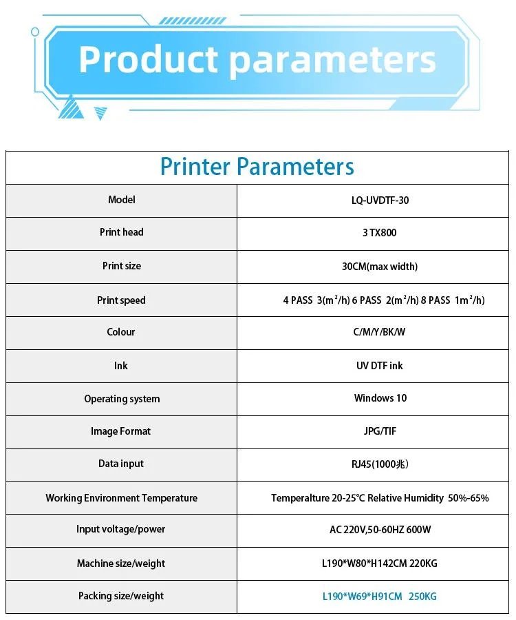 Inkjet Dtf UV Printer Print Dtf Transfer Film Printer A3 Pet Film Label Print