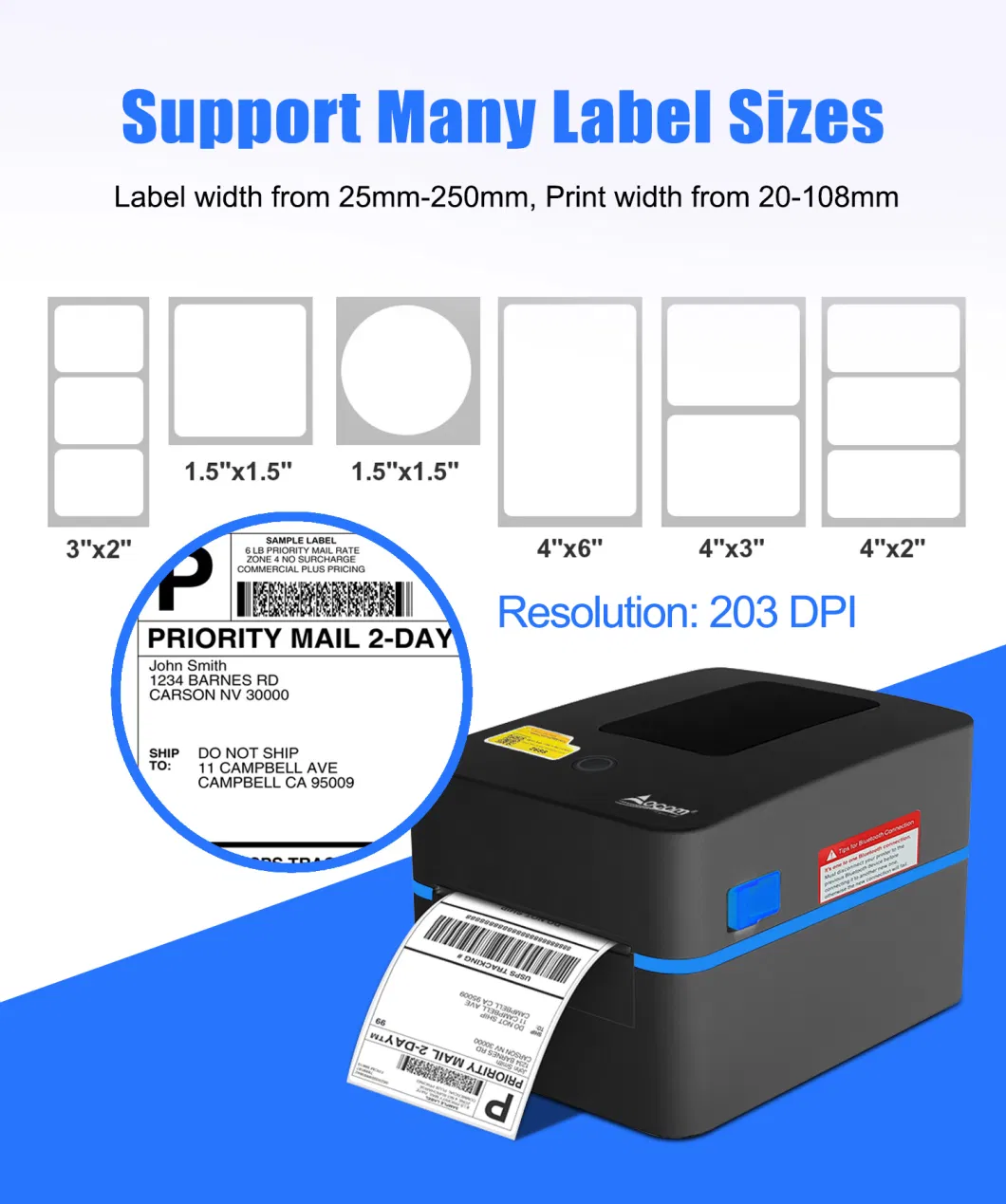 Wireless 4 Inch Supermarket Shopping Barcode Stickers Labels Printer Termica Thermal Label Printer Price Imprimante T&eacute; Rmica