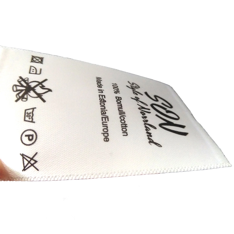 Custom Care Label Best Quality Silk Screen Printing Satin Label for Clothing T-Shirt Garments