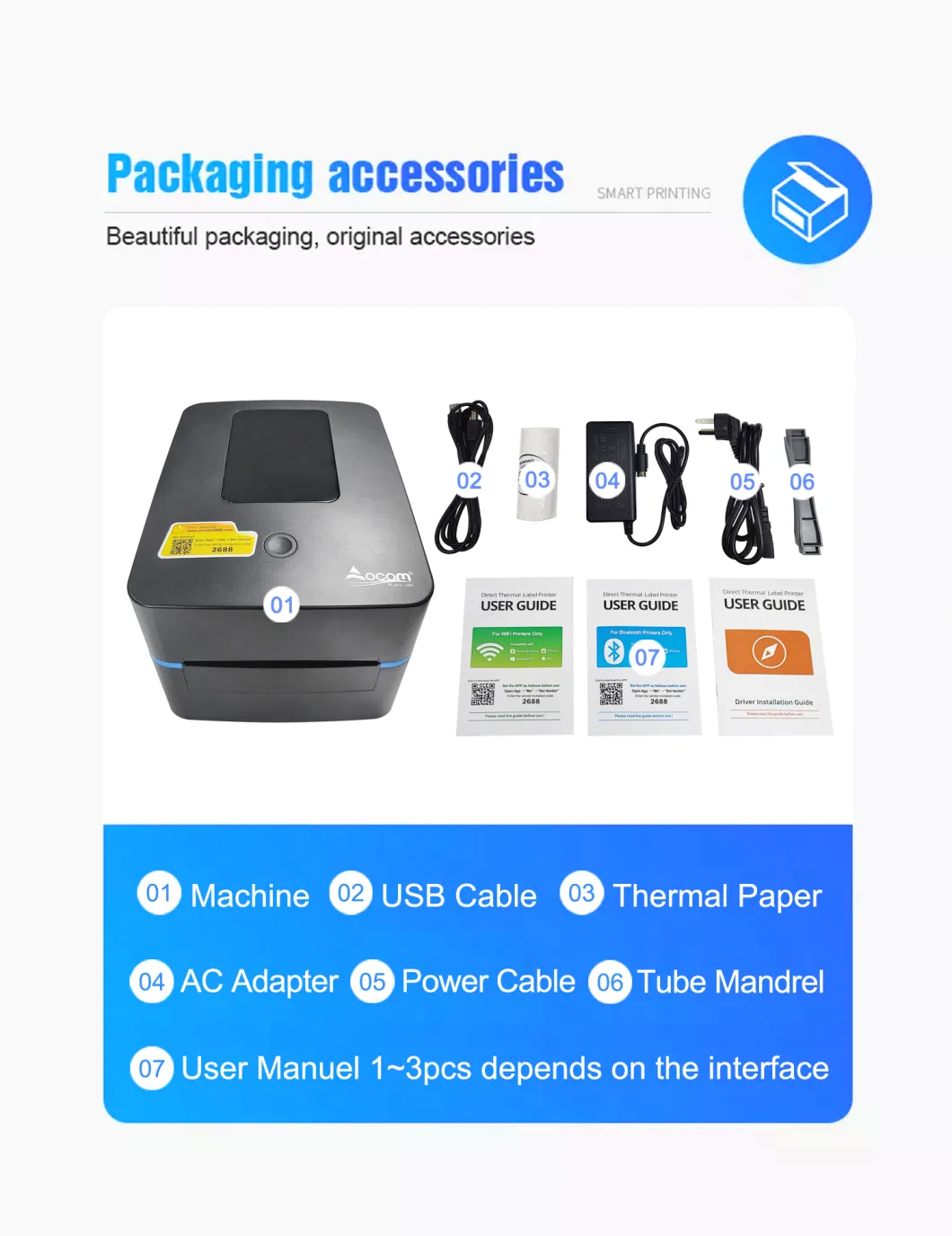 Wireless 4 Inch Supermarket Shopping Barcode Stickers Labels Printer Termica Thermal Label Printer Price Imprimante T&eacute; Rmica