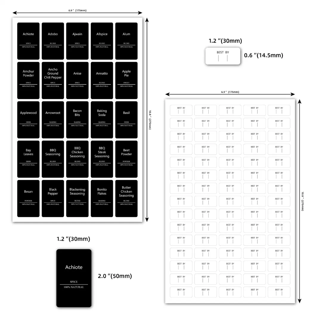 Spice Can Label 275 Black Spice Jarlabels Machine Washable Kitchen Spice Can Label