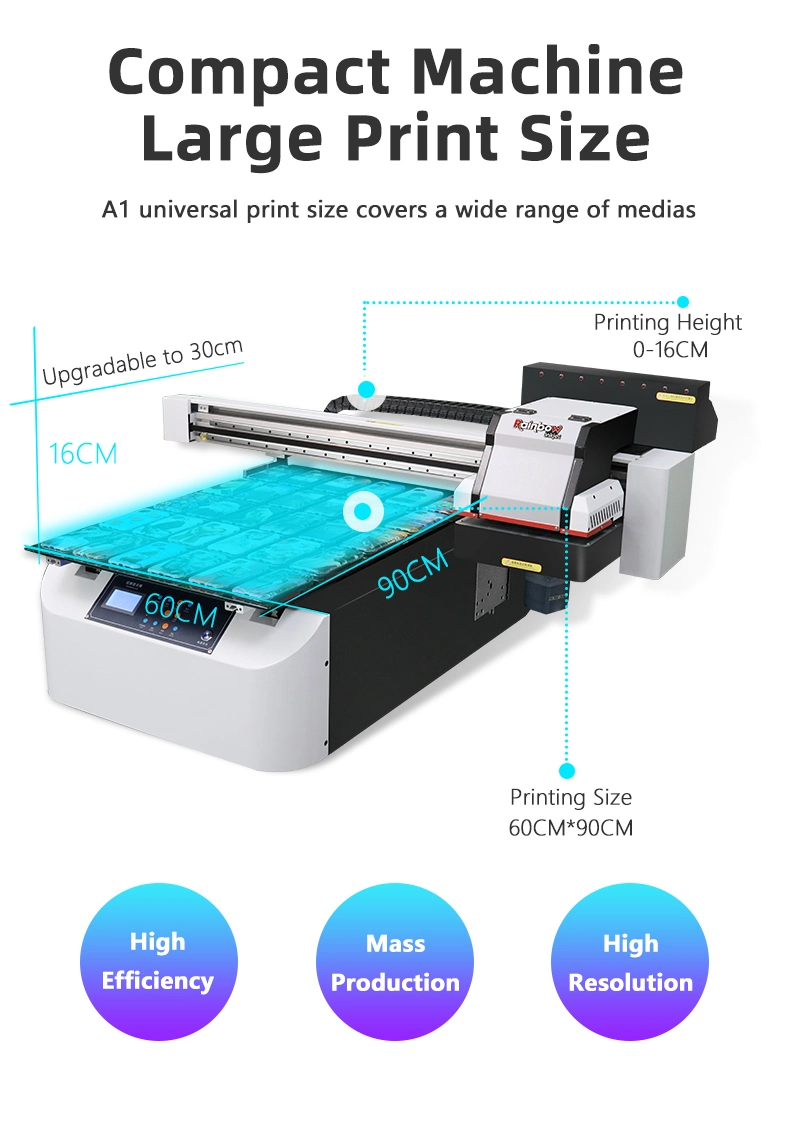 Multicolor 6090 A1 UV Digital Flatbed Printer Sticker Phone Case Printing Machine Ceramic Acrylic UV Printer China