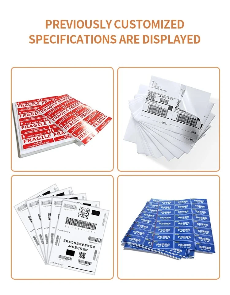 Self Adhesive Stickers A4 Sheet Custom Size Shipping Labels for Inkjet and Thermal Transfer Printer