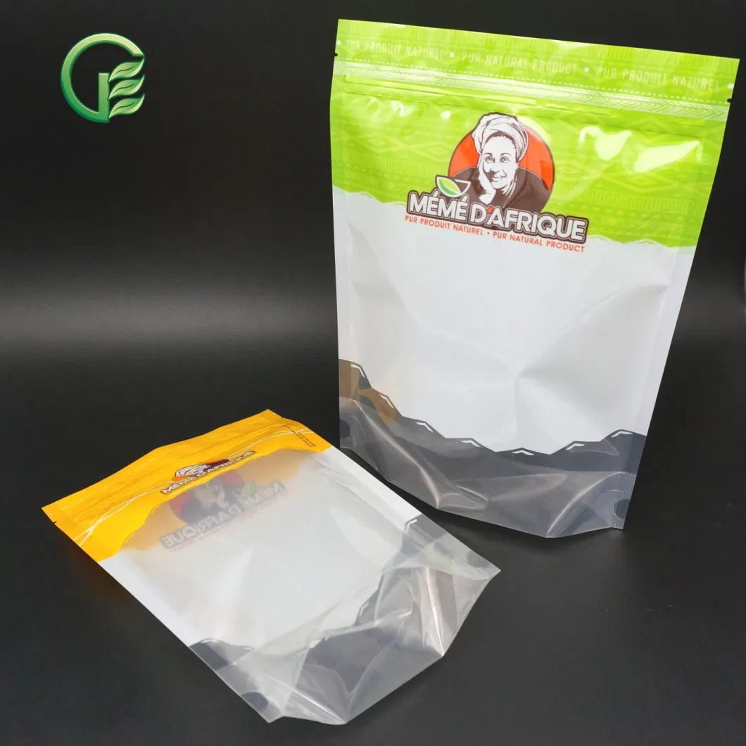 Bulk Packaging Transparent Window Label Sticker Lamianted Plastic Snack Bag Resealable Zipper Dried Fruits Vegetables Snack Candy Stand up Doypack Food Pouch