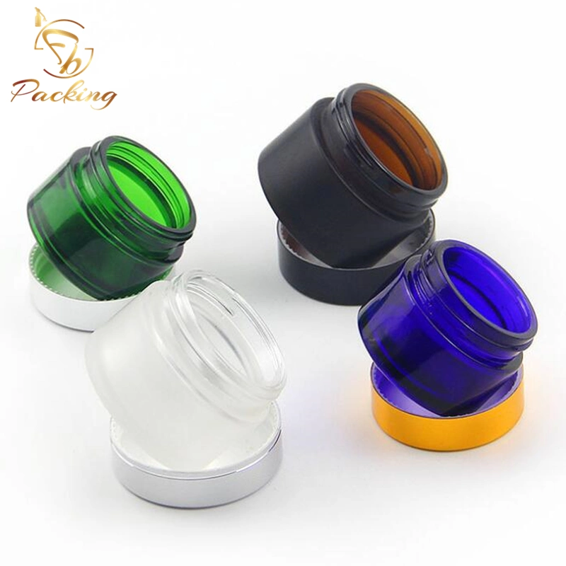 10g 15g 20g 30g 50g 100g Colored Clear Amber Blue Green Black Frosted Cosmetic Jar with Shiny Gold Silver Caps for Cosmetic Cream