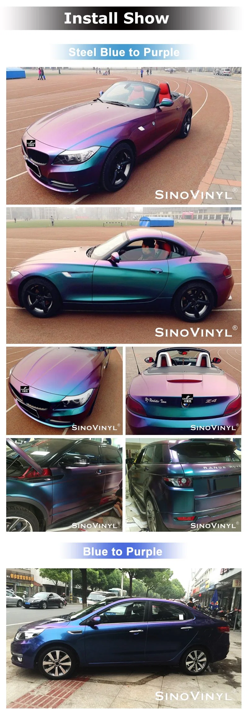 SINOVINYL Popular Colorful Sticker For Car sticker Chameleon Color Changing Vinyl Wrap Car Roll