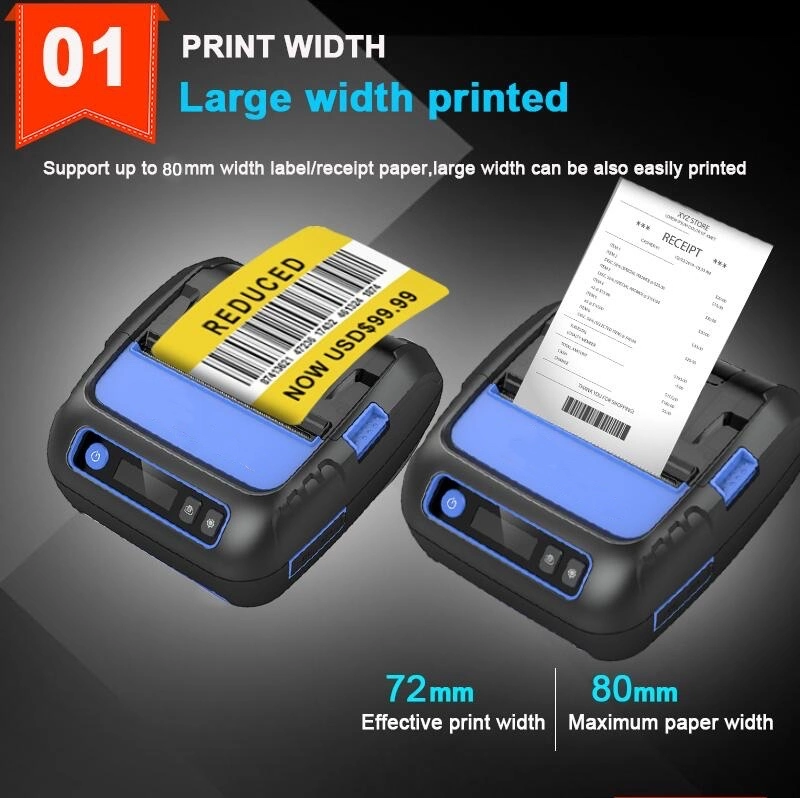 Mobile Barcode Industrial 80mm Portable Label Thermal Handheld Sticker 3 Inch Bt Barcode Printer