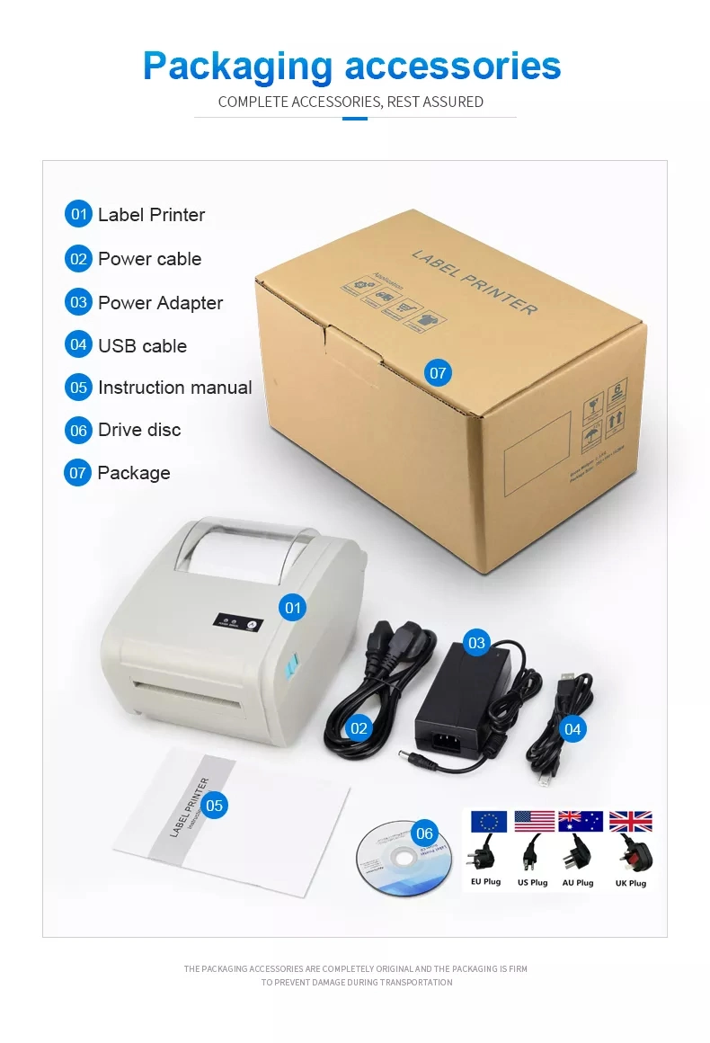 New Update 110mm White Color Blue Tooth Direct Thermal Label Printer Barcode Sticker Printer Machine for Supermarket