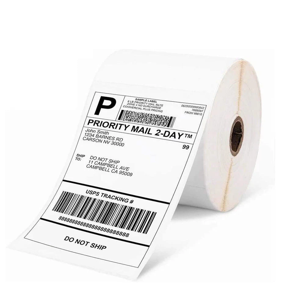 Blank Adhesive Thermal Paper Sticker Label Rolls Direct Thermal Barcode Shipping Printer Label