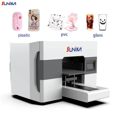  Stampante digitale a getto d&prime;inchiostro UV Sunika A3 a superficie piana I3200 3D Emboss+vernice Macchina per la stampa di tubi e fatture in pelle