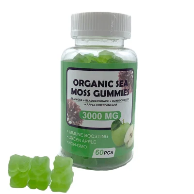  Etichetta privata OEM cura del corpo della pelle regolazione degli zuccheri nel sangue antiossidanti Gummie biologiche di muschio marino
