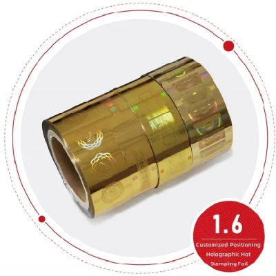 Registrazione personalizzata del logo posizionamento anticontraffazione olografica Hot Stamping fogli Oro Etichette adesivi