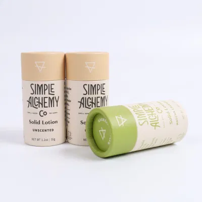  Commercio all&prime;ingrosso alimentare grado ecologico cosmetici vuoti labbro Balm deodorante Stick Imballaggio tubi di carta Kraft Push Up