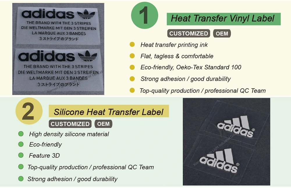 Factory Direct Custom Brand Logo Heat Transfer Print Label for Clothing Tags