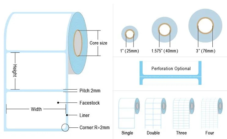 Strong Stickiness, High-Quality Printing, 4 * 6 Inch Thermal Paper, Blank Labels, RFID Self-Adhesive Paper Sold in Rolls