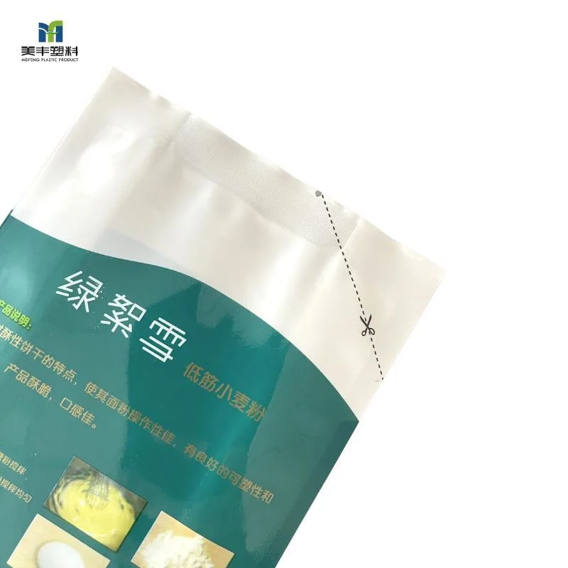 Custom Label Plastic Packaging Food Grade Rice Side Gusset Quad Side Sealed Stand up Pouch Flour Packaging