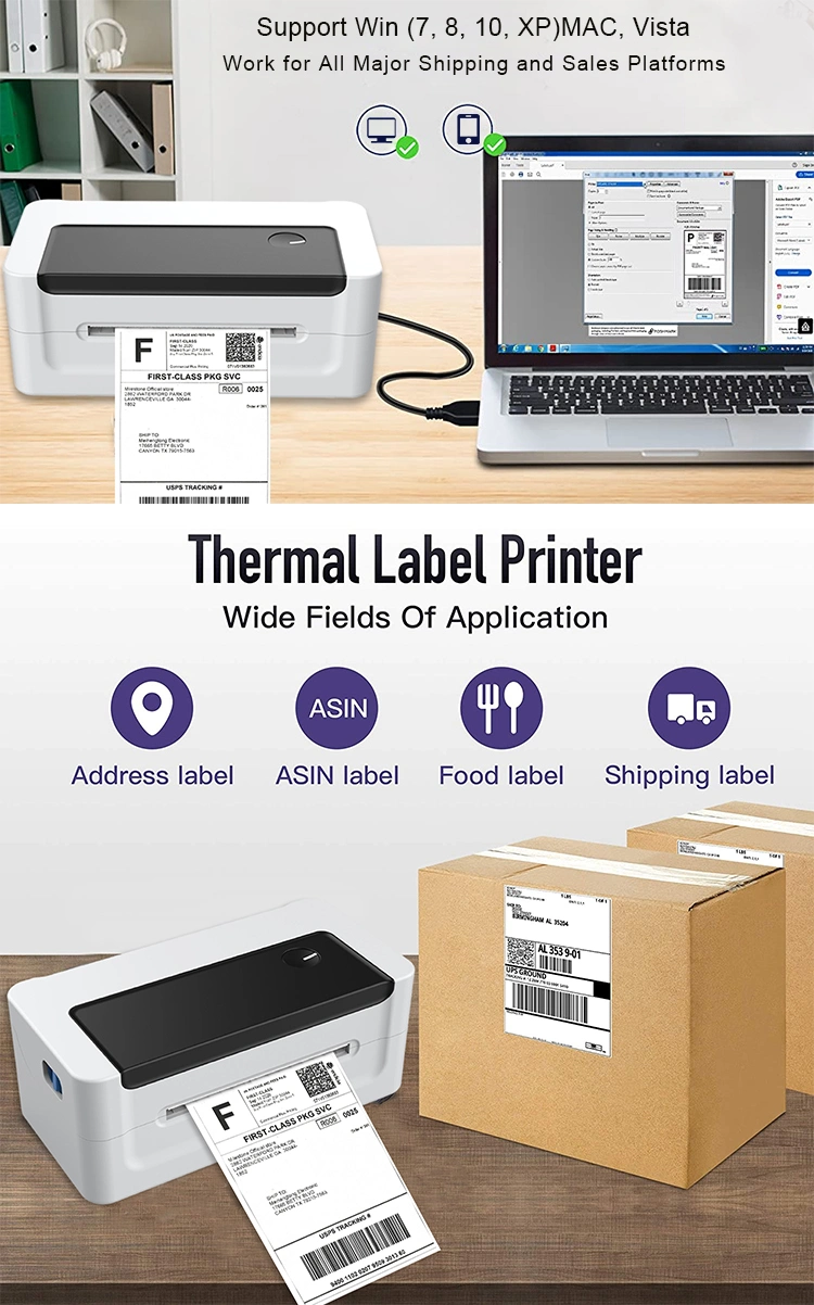 Sailing 108mm 4inch 4X6 Thermal Shipping Label Barcode Receipt Printer Supports FedEx UPS Amazon Ebay Lazada Address Waybill Printer