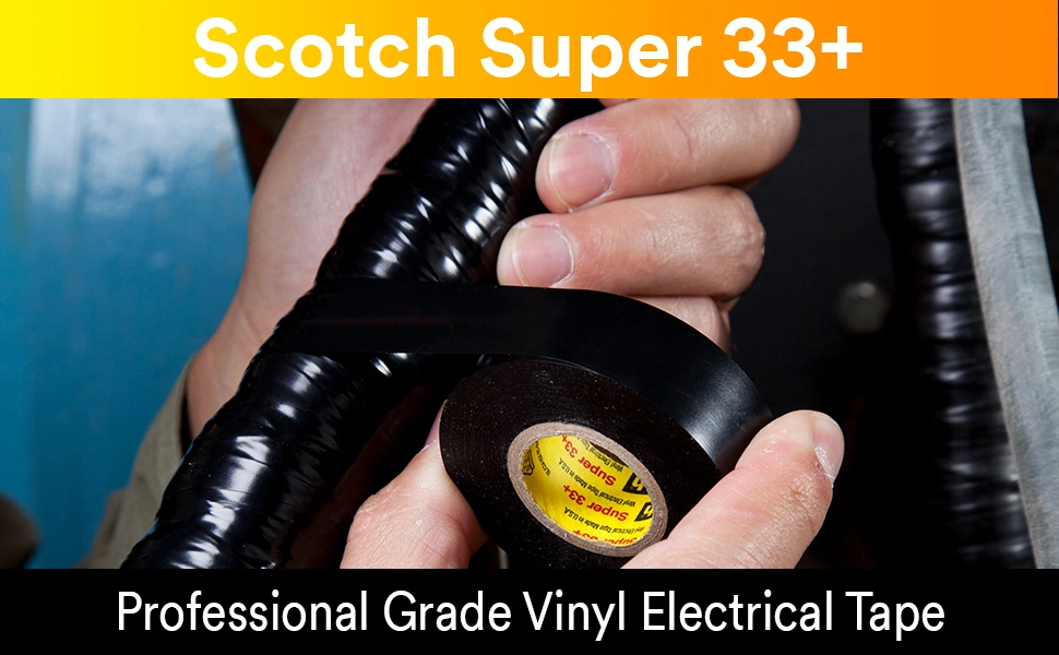 Scotch Super 3m 33+ Premium Grade All-Weather Vinyl Electrical Tape, 2 in X 36 Yd (108 FT) , Long Roll, 1 in Core, Black, 1 Roll