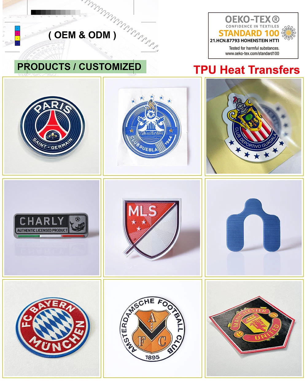 Oeko-Tex Custom 3D Embossed Iron on Rubber Logo Heat Press Patches Clothing High Density Silicone Heat Transfer Printing Labels