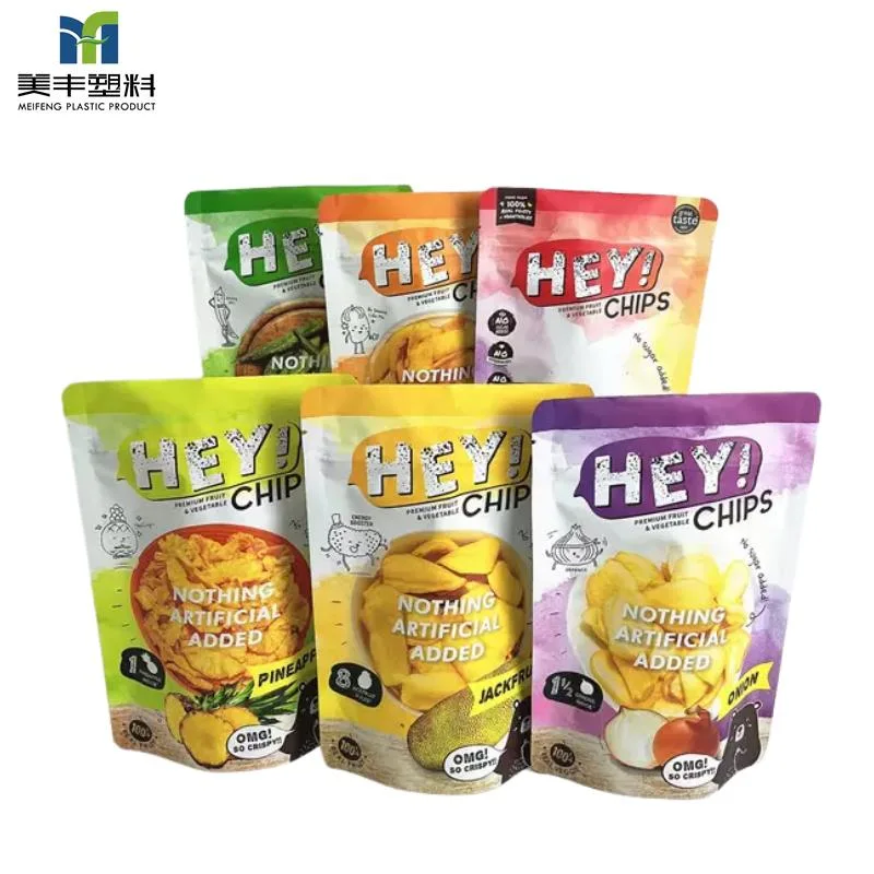 China Direct Factory Supplier Custom Label Stand up Pouch Bag Metalized Plastic Fruit Beef Jerky Candied Fruits Snacks Packaging